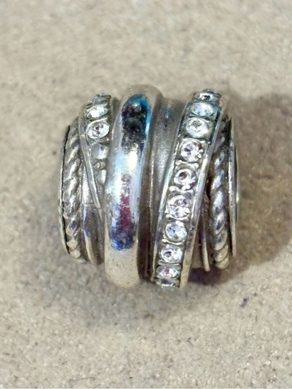 🆕Listing! Brighton Neptune’s Ring bead Rings of silver & clear crystals Retired